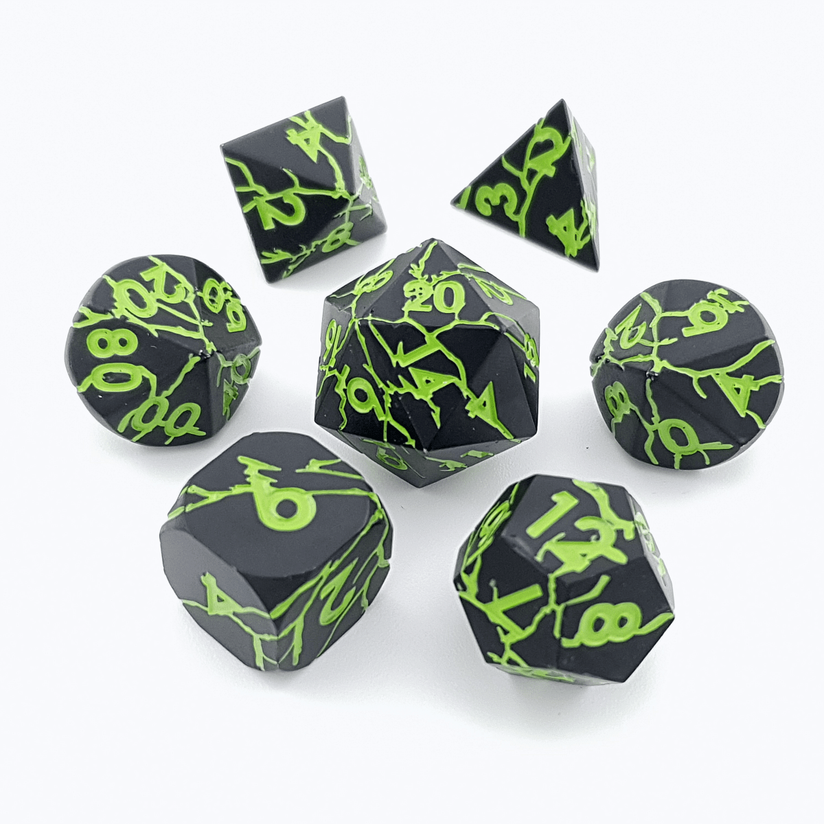 Shadowroot | Solid Metal Dice | 7 Piece Set - Tabletop Dominion - We Print Miniatures