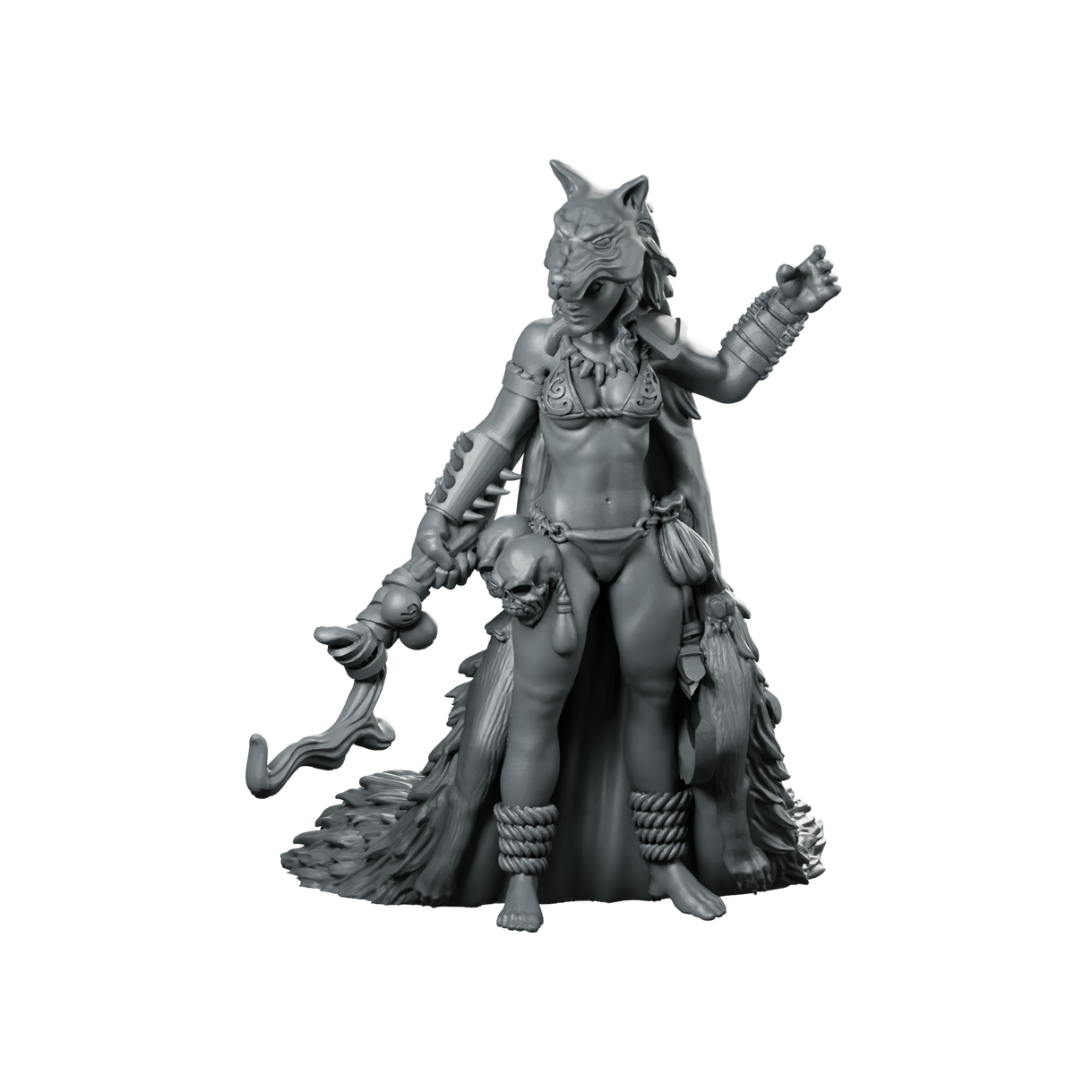 Shaman Amazon Miniature Wolf Priestess Miniature 360 Spin 01