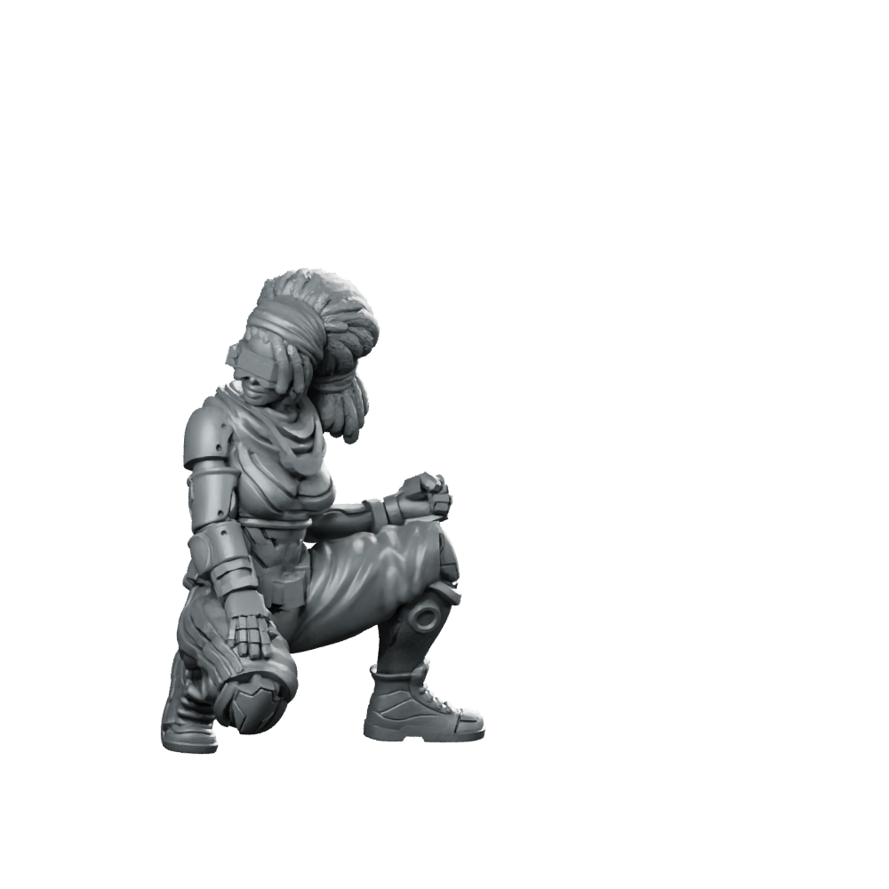 Shanice Morgan Bluefire 1 Miniature Cyberpunk Operative Heroine Miniature 360 Spin 01