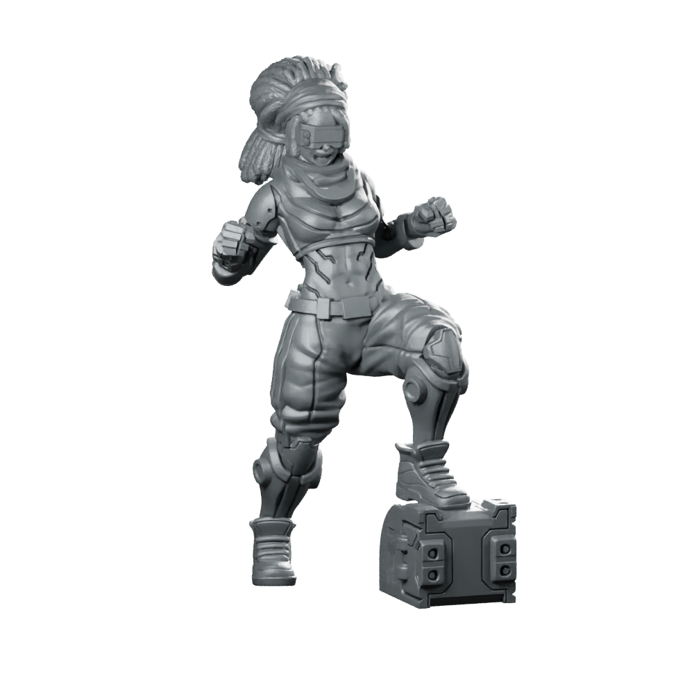 Shanice Morgan Bluefire 2 Miniature Cyberpunk Leader Operative Miniature 360 Spin 01