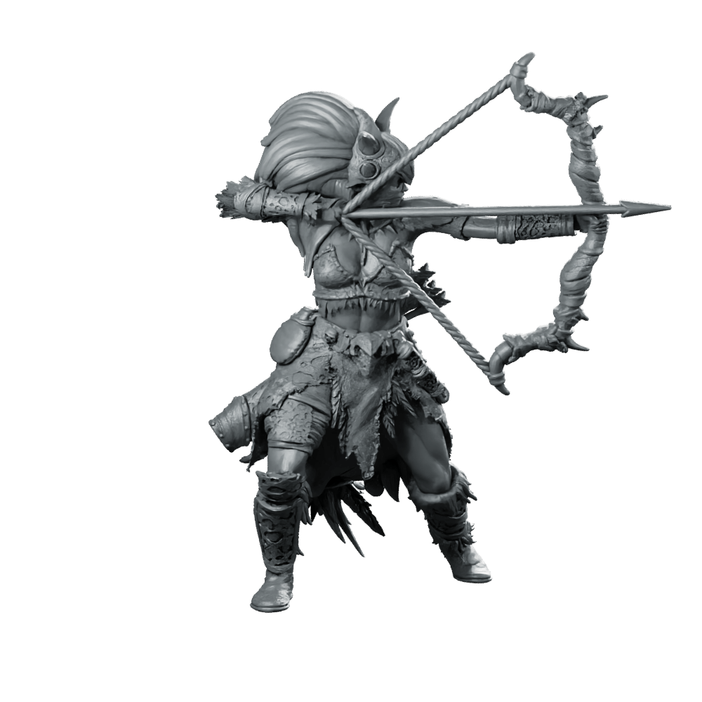 Shavera Miniature Dynamic Female Archer Ranger Bow - Haito - We Print Miniatures