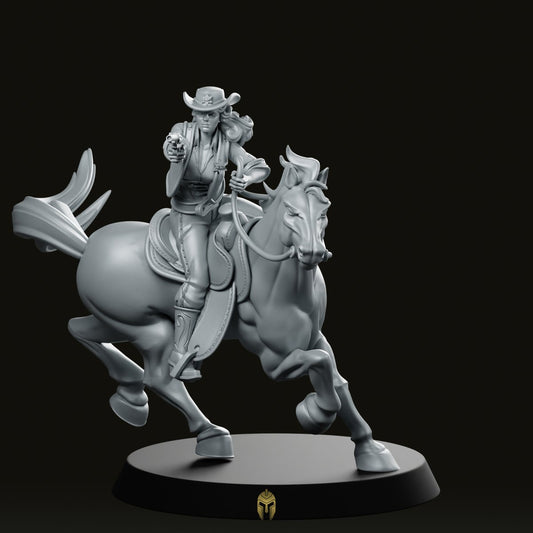 Sheriff Vienna A Cowgirl on Horse Miniature -CastNPlay - We Print Miniatures