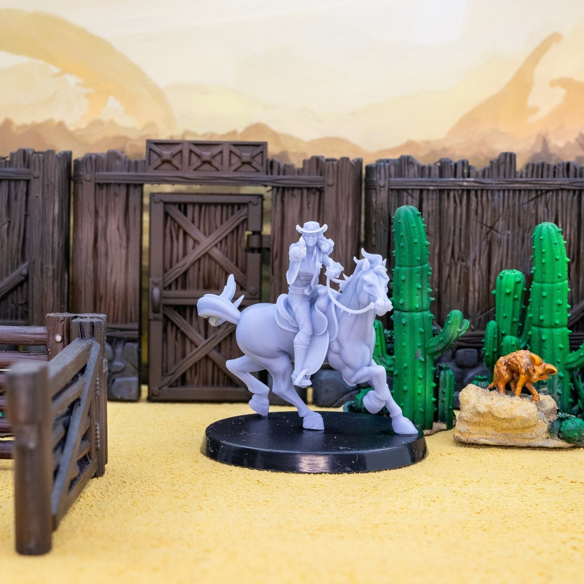 Sheriff Vienna A Cowgirl on Horse Miniature -CastNPlay - We Print Miniatures