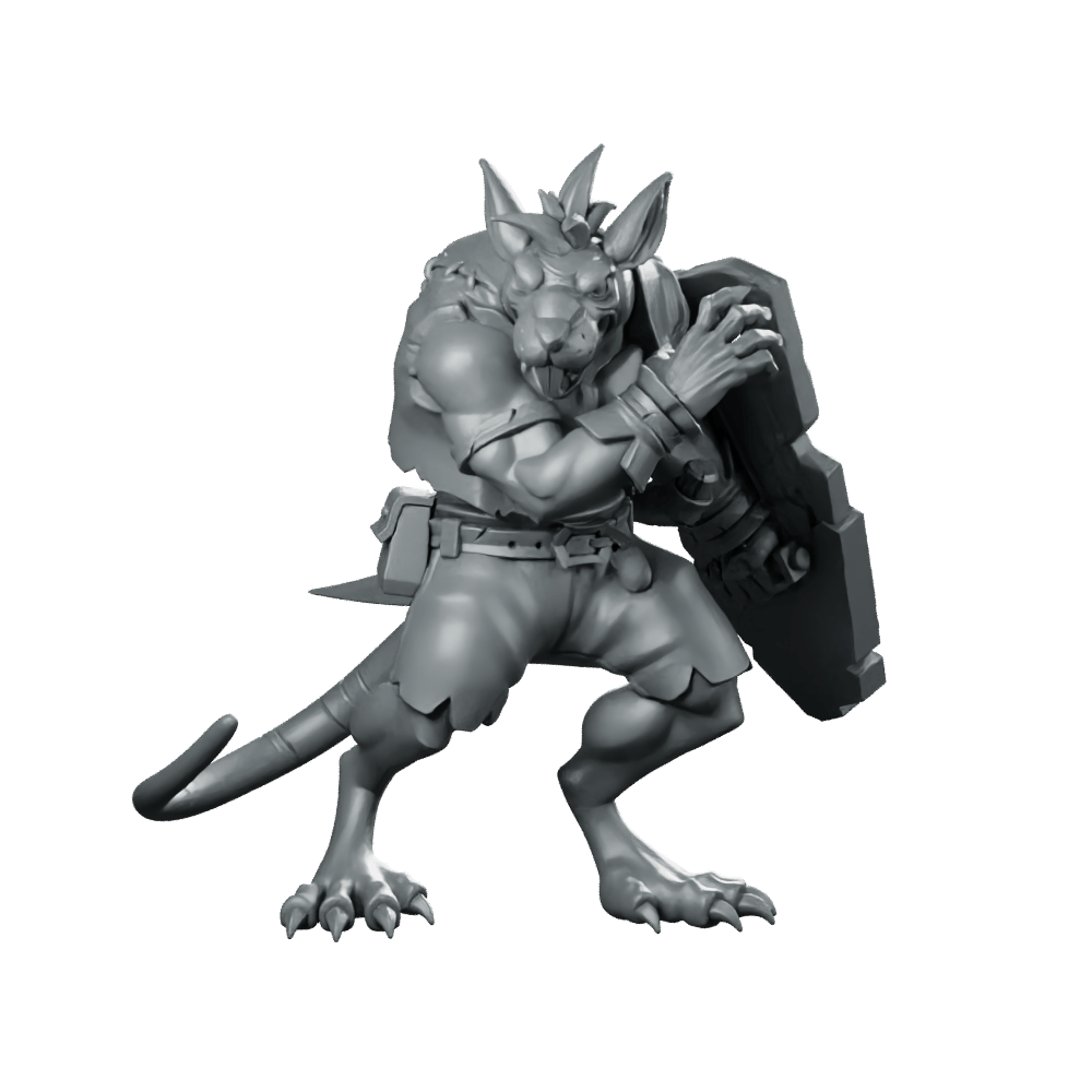 Shield Ratfolk Warrior Miniature Sewer Defender - CastNPlay - We Print Miniatures