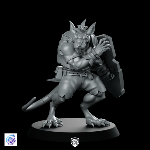 Shield Ratfolk Warrior Miniature Sewer Defender - CastNPlay - We Print Miniatures