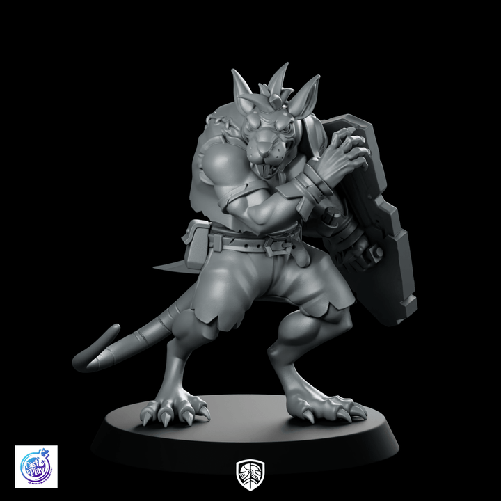 Shield Ratfolk Warrior Miniature Sewer Defender