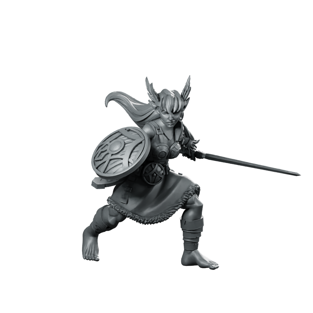 Shield Valkyrie Miniature Female Warrior Sword Miniature 360 Spin 01