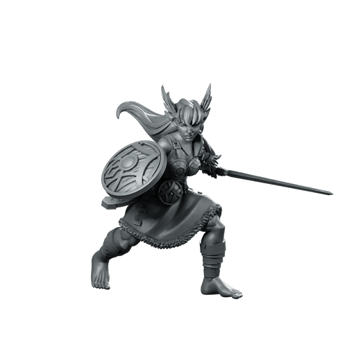 Shield Valkyrie Miniature Female Warrior Sword - CastNPlay - We Print Miniatures