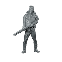 Shikken Cyberpunk Miniature Street Ganger Shotgun Mercenary Sci-Fi Miniature 360 Spin 01