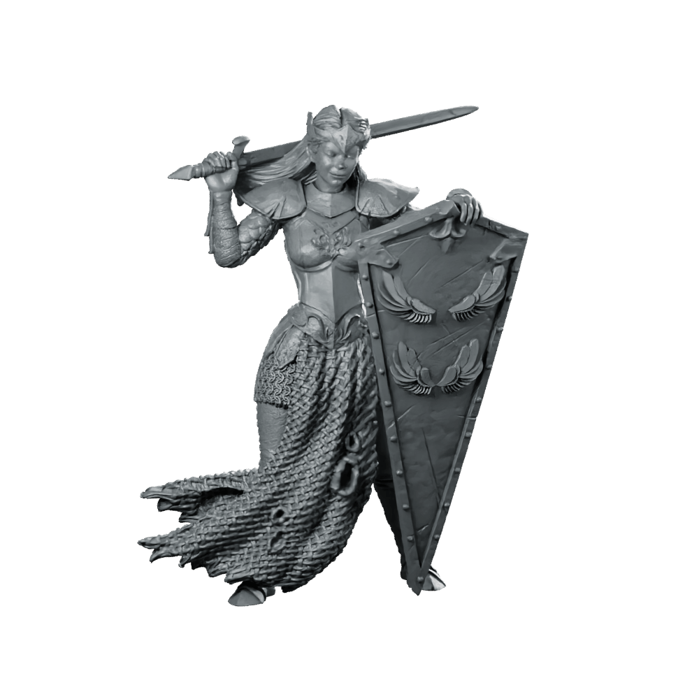 Shina Miniature Sword Shield Female Warrior Champion - Haito - We Print Miniatures