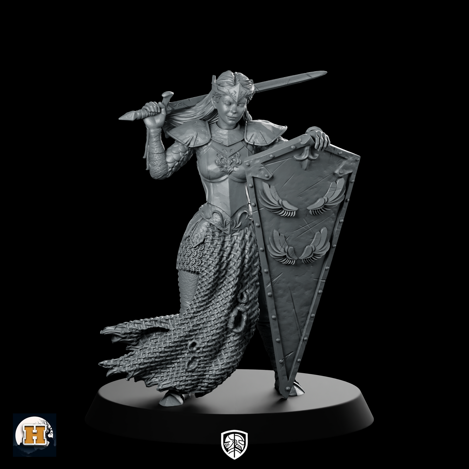 Shina Miniature Sword Shield Female Warrior Champion