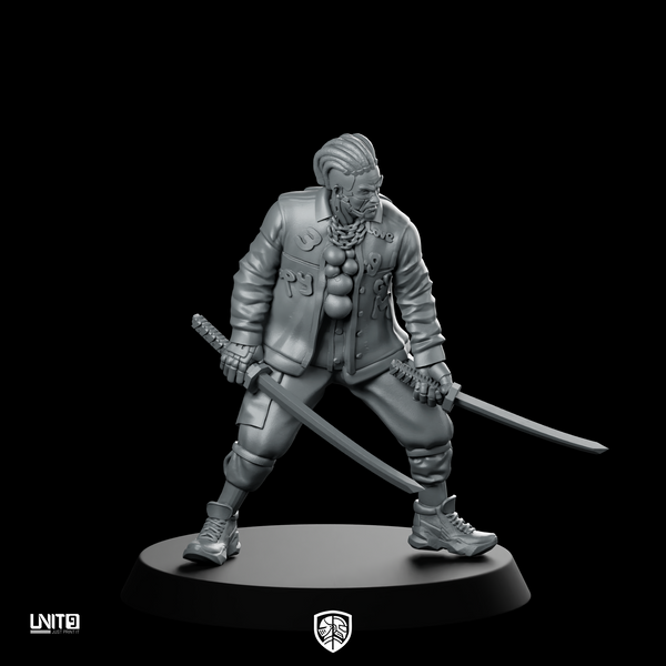 Shun 03b Cyberpunk Miniature Dual Sword Fighter
