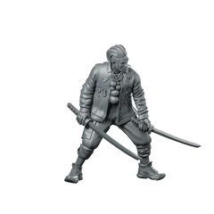 Shun 03b Cyberpunk Miniature Dual Sword Fighter Miniature 360 Spin 01