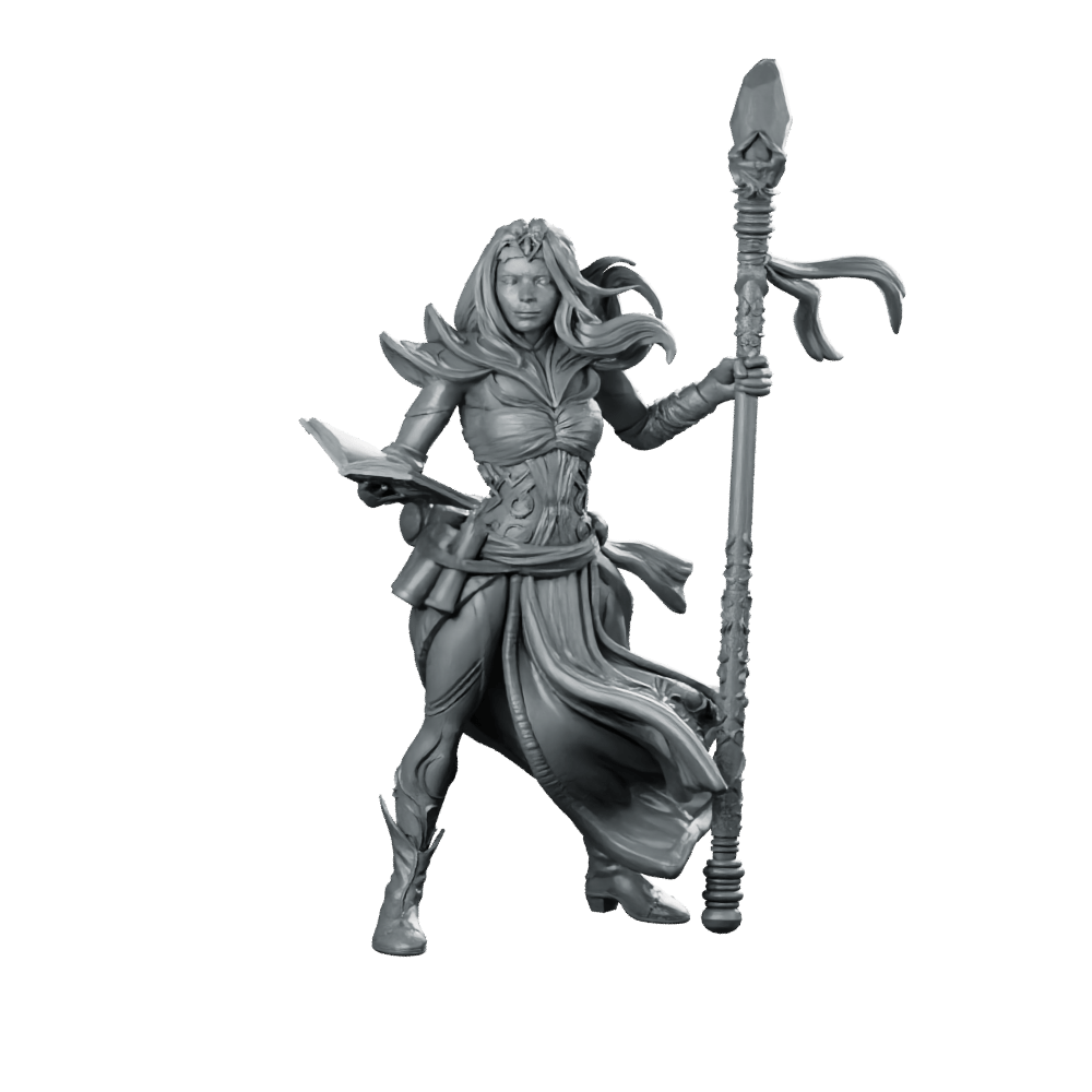 Siffh Miniature Female Mage Tactician Staff - Haito - We Print Miniatures