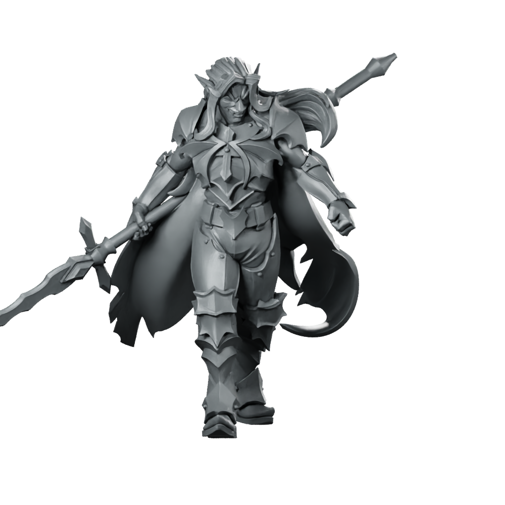 Silas Blood Chief Miniature Vampire Elf Spear Miniature 360 Spin 01