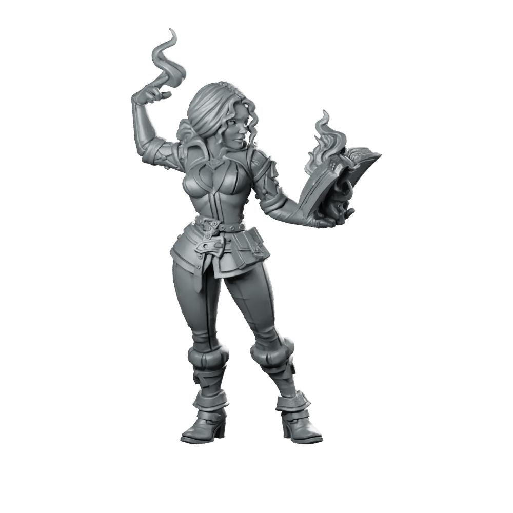 Mage Silveria Sorceress Miniature Fiery Spellcaster Wizard Hero Miniature 360 Spin 01