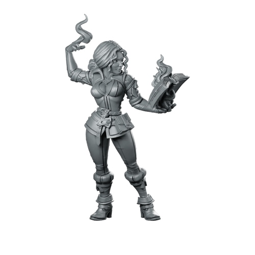 Mage Silveria Sorceress Miniature Fiery Spellcaster Wizard Hero Miniature 360 Spin 01