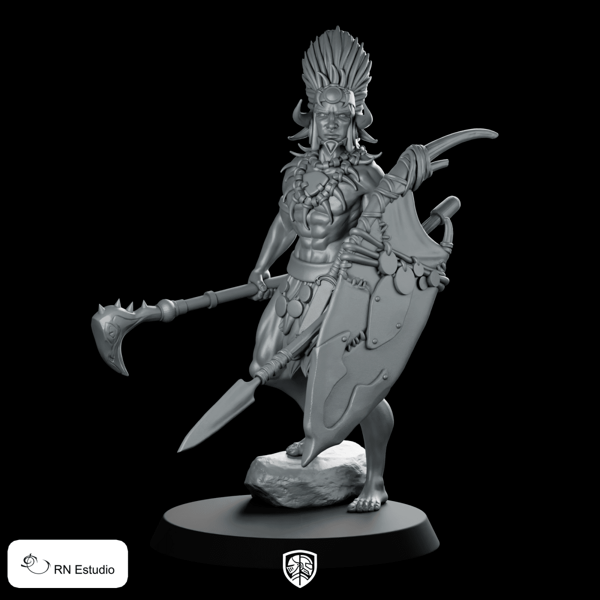 Sipho Nkosi Myan Miniature Aztec Warrior Hero - RN Estudio - We Print Miniatures