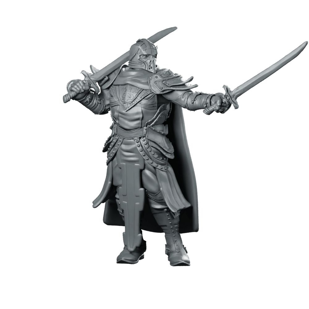 Sir Balyn Miniature Dual Sword Armored Knight - Haito - We Print Miniatures