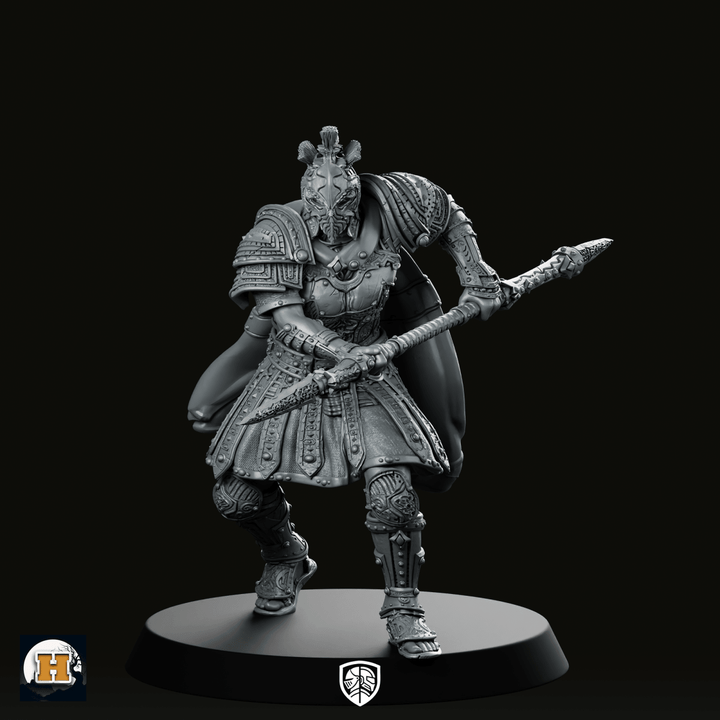 Figurine Sir Gareth, chevalier vétéran en armure au bâton