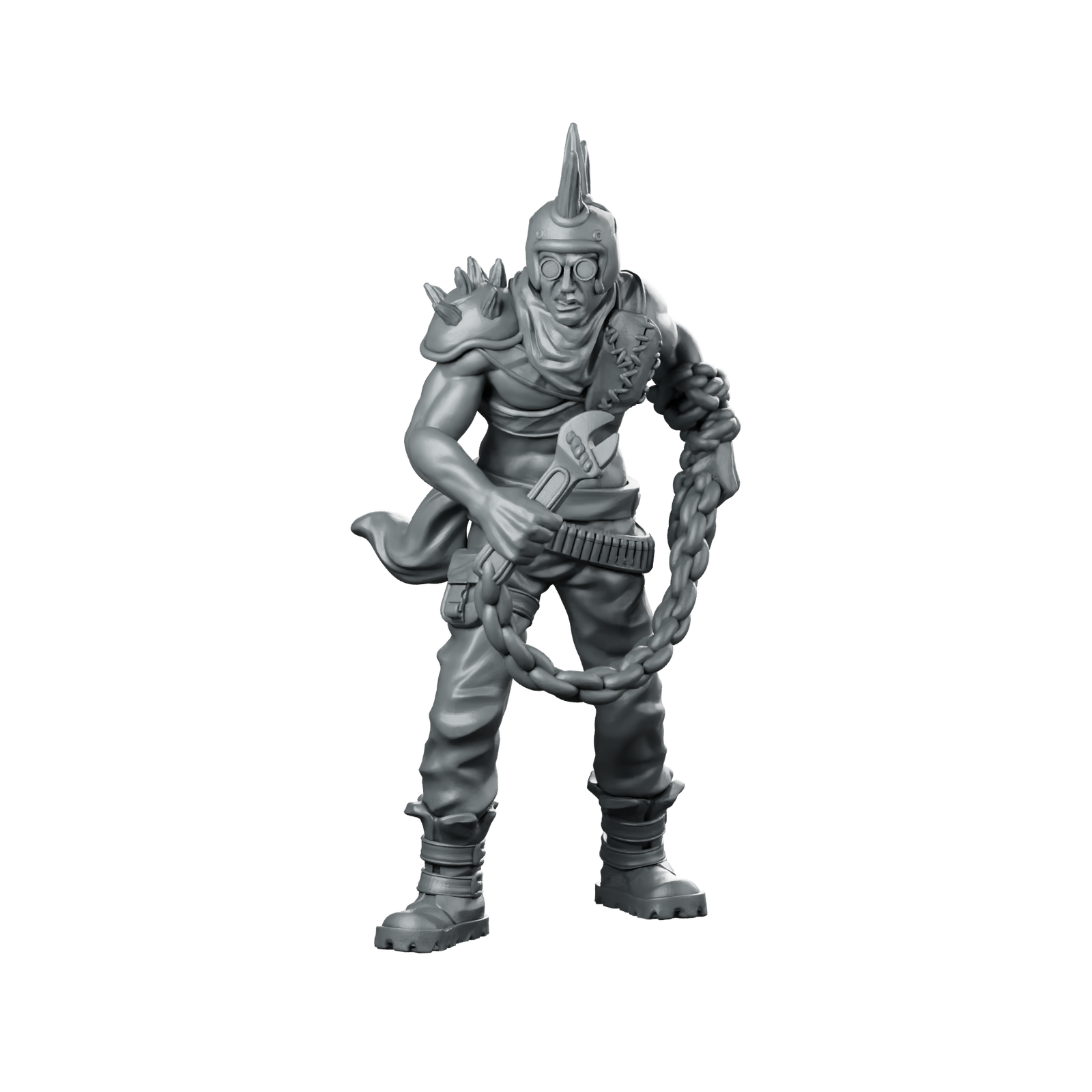Skag Miniature Post Apocalyptic Raider Mohawk Miniature 360 Spin 01