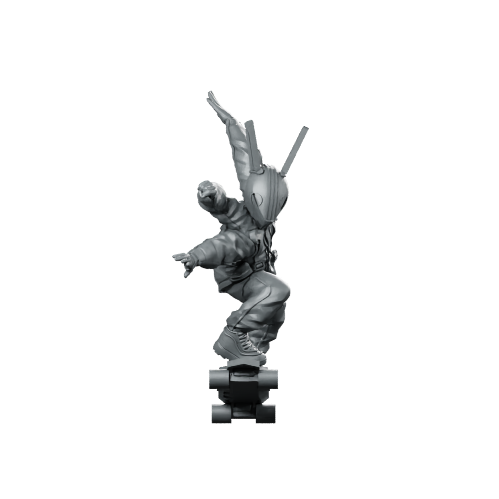 Skate Kid Cyberpunk Miniature Futuristic Skater Hero Miniature 360 Spin 01