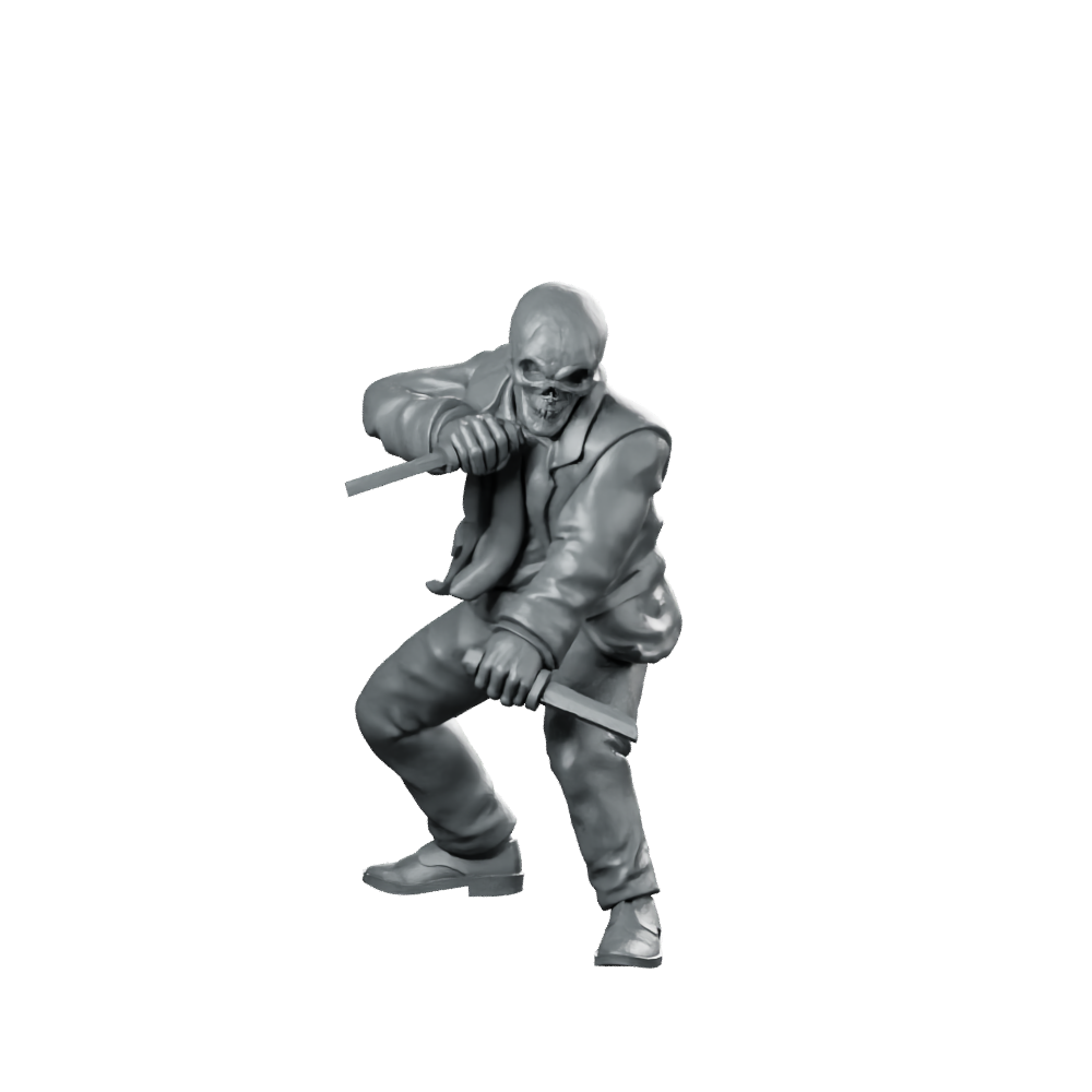 Skelesassin A SkeleGangMiniature miniature Undead Sci-Fi Assassin Dual-Blade Miniature 360 Spin 01