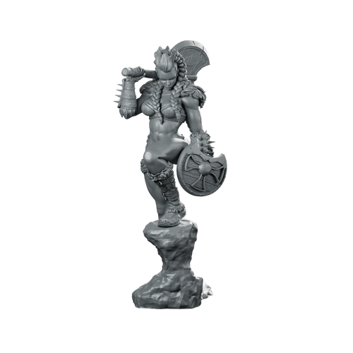 Skorra Bloodfist 32 Miniature Female Barbarian Warrior Miniature 360 Spin 01