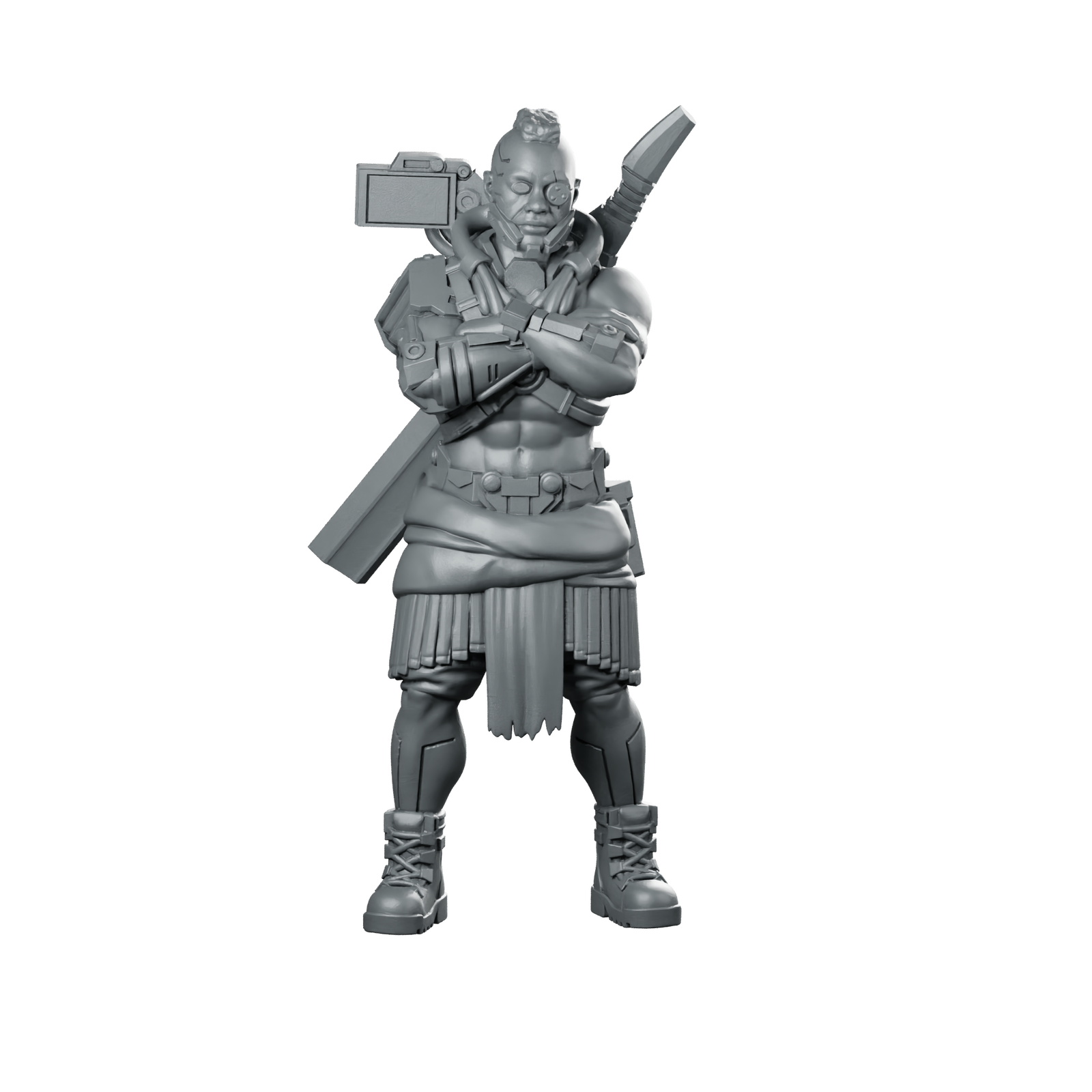 Skullcoil 6V2 Miniature Mercenary Warrior Augmented Female Miniature 360 Spin 01