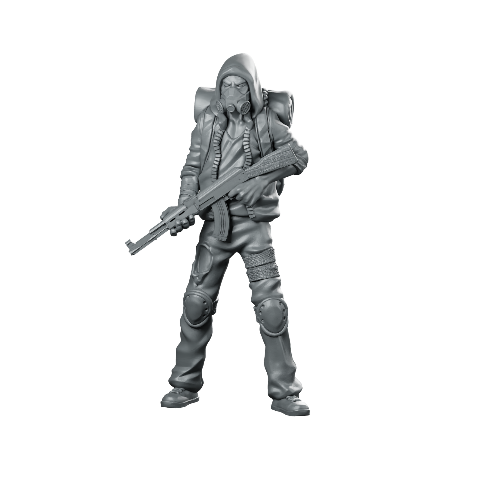 Slasherv2 Miniature Survivor Hooded Gas Mask Rifle Miniature 360 Spin 01
