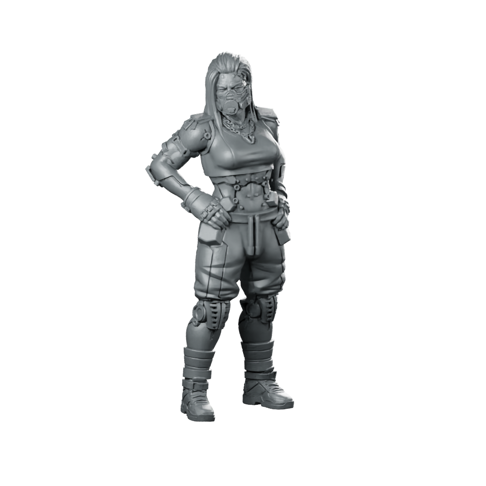 Sledge Arlo 1 Cyberpunk Miniature Cyborg Squad Leader Miniature 360 Spin 01