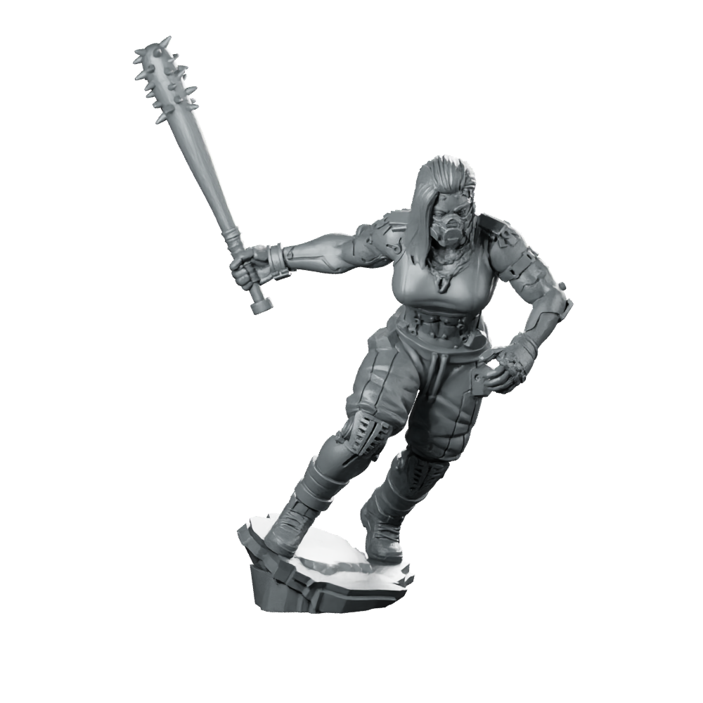 Sledge Arlo 2 Cyberpunk Miniature Spiked Bat Brawler Miniature 360 Spin 01