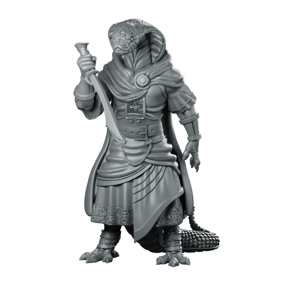 Snakerius Miniature Snakefolk Assassin Hooded Dagger Character - RN Estudio - We Print Miniatures
