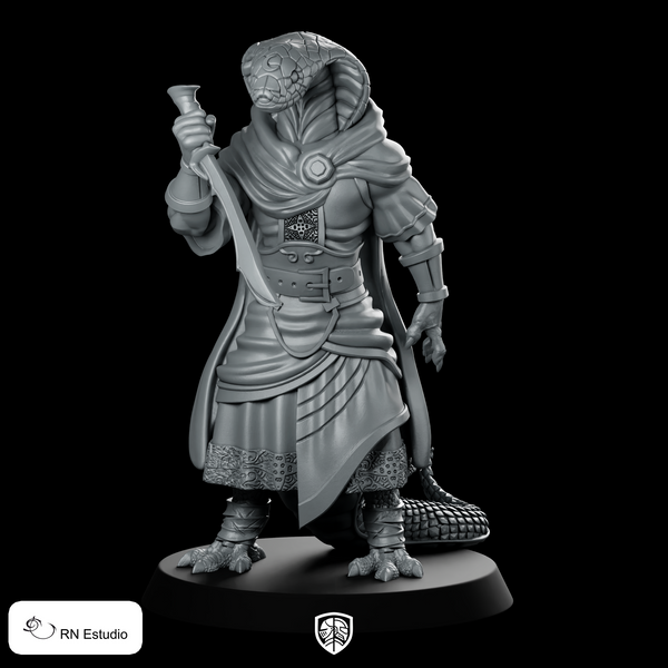Snakerius Miniature Snakefolk Assassin Hooded Dagger Character