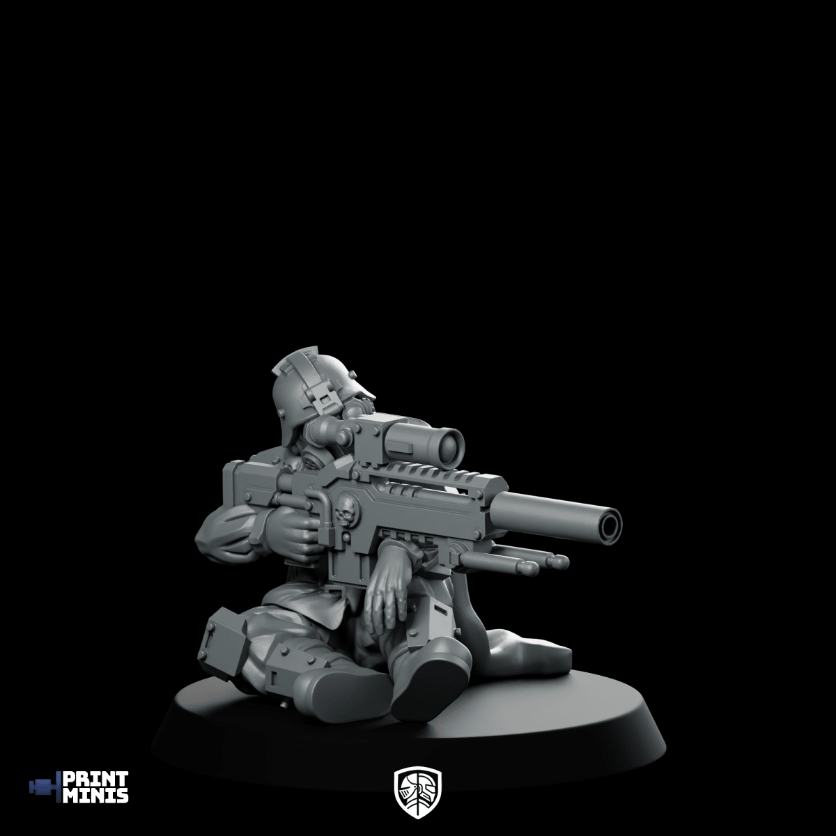 Sniper Pose 1 Miniature Kneeling Sci - Fi Marksman - PrintMinis - We Print Miniatures
