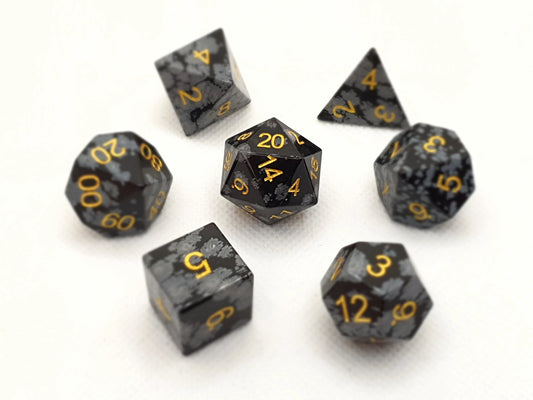 Snowflake Obsidian | Natural Gemstone | 7 Piece Set - Tabletop Dominion - We Print Miniatures