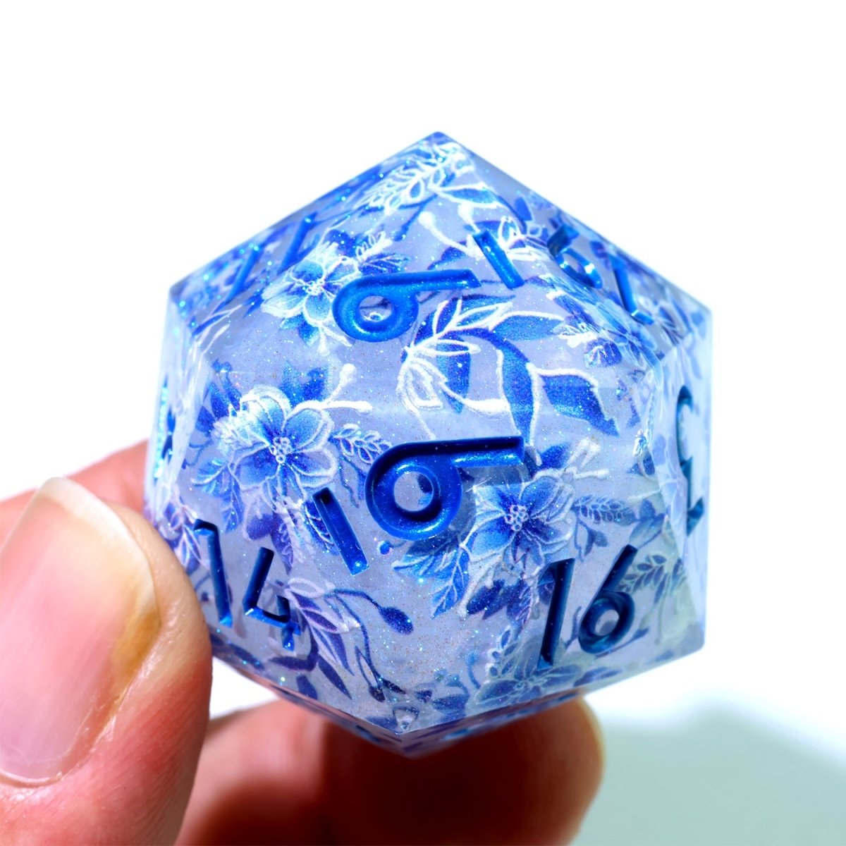 Snowflower | 33mm D20 | Oversized Art Core Dice - Tabletop Dominion - We Print Miniatures