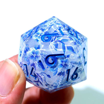 Snowflower | 33mm D20 | Oversized Art Core Dice - Tabletop Dominion - We Print Miniatures