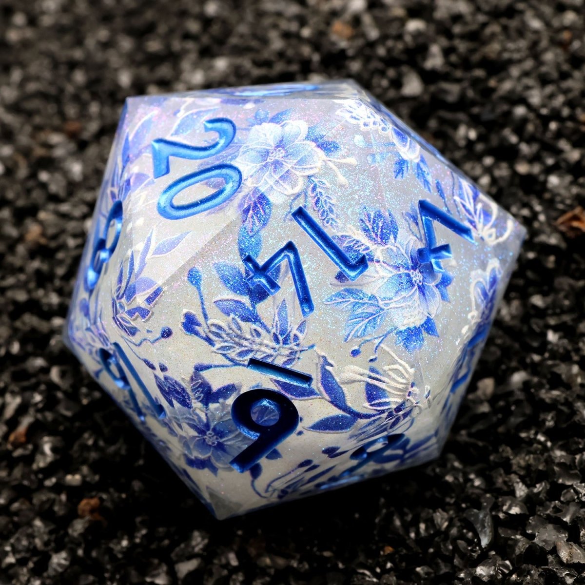 Snowflower | 33mm D20 | Oversized Art Core Dice - Tabletop Dominion - We Print Miniatures
