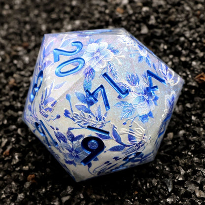 Snowflower | 33mm D20 | Oversized Art Core Dice - Tabletop Dominion - We Print Miniatures