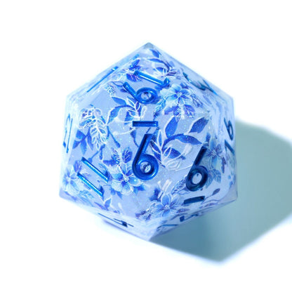 Snowflower | 33mm D20 | Oversized Art Core Dice - Tabletop Dominion - We Print Miniatures