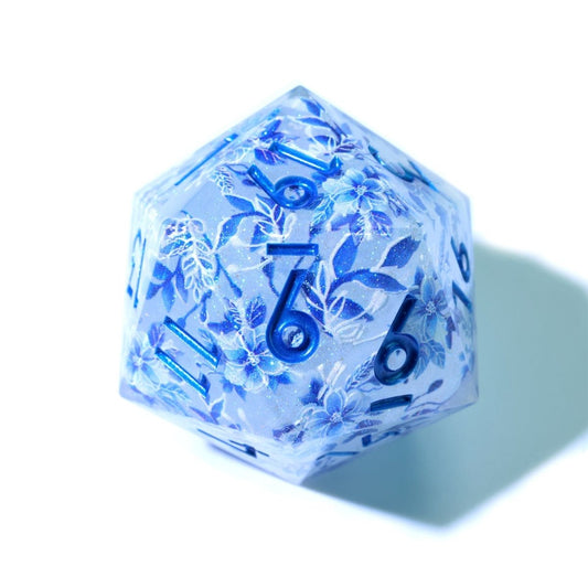Snowflower | 50mm D20 | Oversized Art Core Dice - Tabletop Dominion - We Print Miniatures