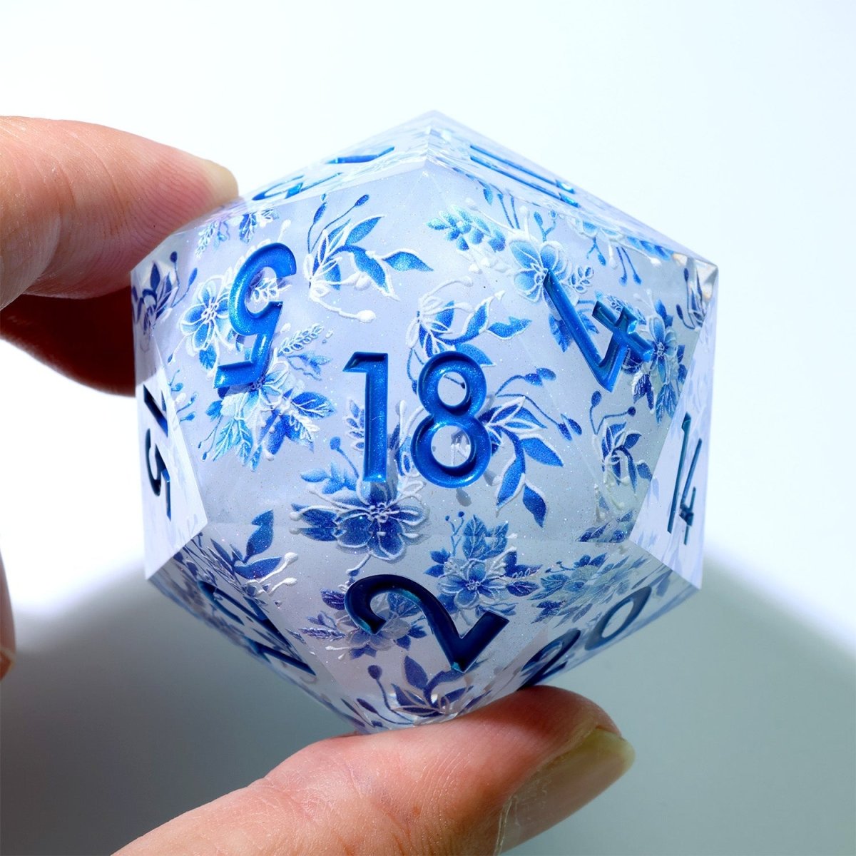 Snowflower | 50mm D20 | Oversized Art Core Dice - Tabletop Dominion - We Print Miniatures