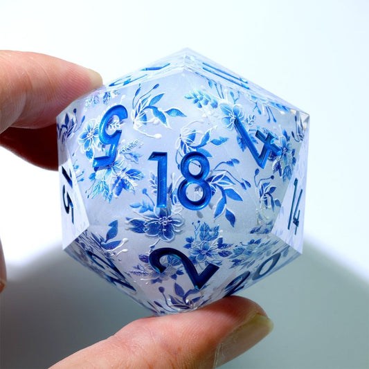 Snowflower | 50mm D20 | Oversized Art Core Dice - Tabletop Dominion - We Print Miniatures