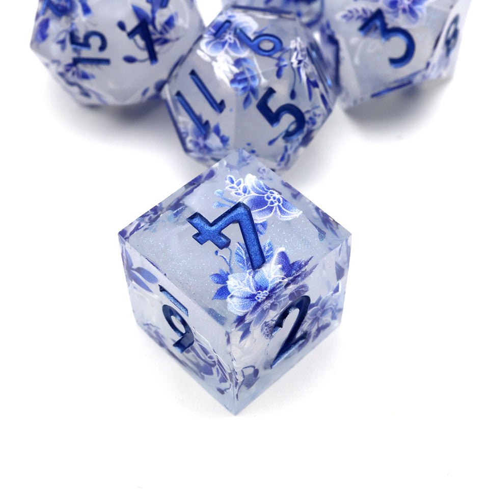 Snowflower | Art Core Dice| 7 Piece Set - Tabletop Dominion - We Print Miniatures