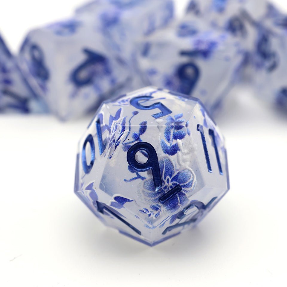 Snowflower | Art Core Dice| 7 Piece Set - Tabletop Dominion - We Print Miniatures