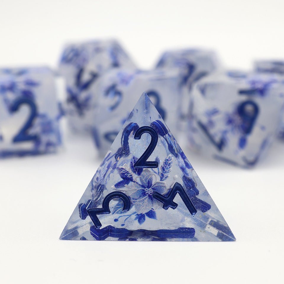 Snowflower | Art Core Dice| 7 Piece Set - Tabletop Dominion - We Print Miniatures