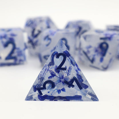 Snowflower | Art Core Dice| 7 Piece Set - Tabletop Dominion - We Print Miniatures
