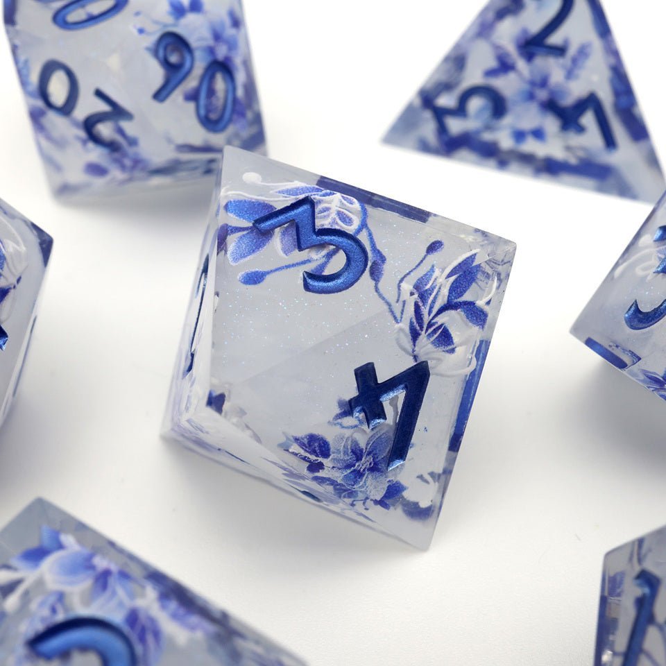 Snowflower | Art Core Dice| 7 Piece Set - Tabletop Dominion - We Print Miniatures