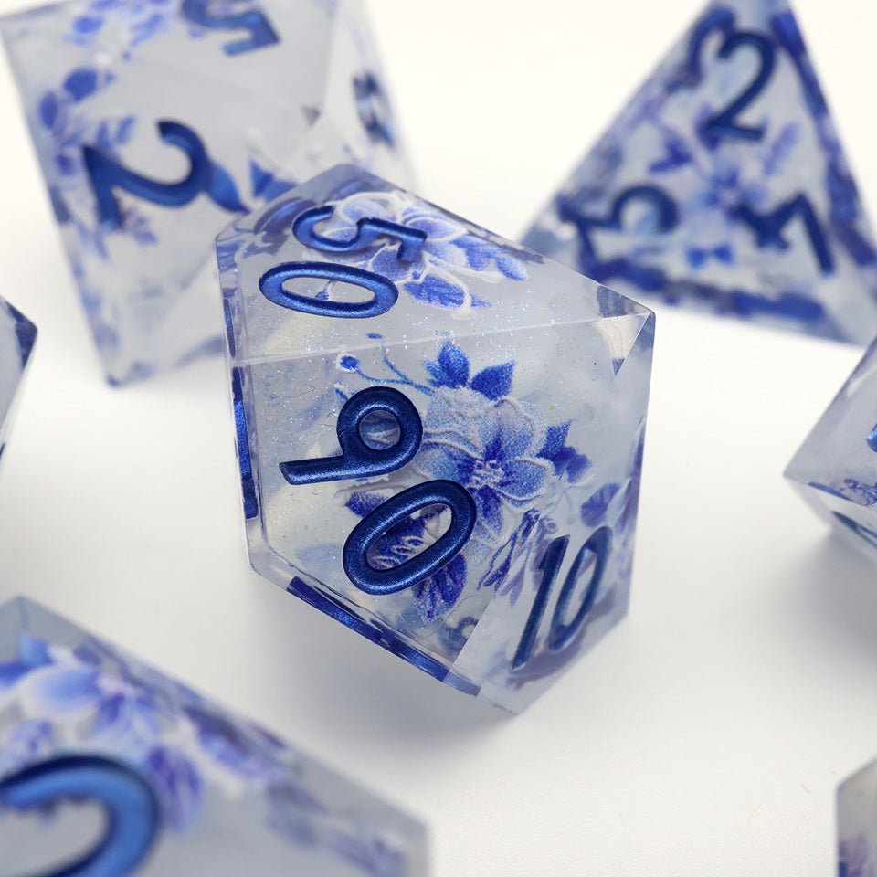 Snowflower | Art Core Dice| 7 Piece Set - Tabletop Dominion - We Print Miniatures